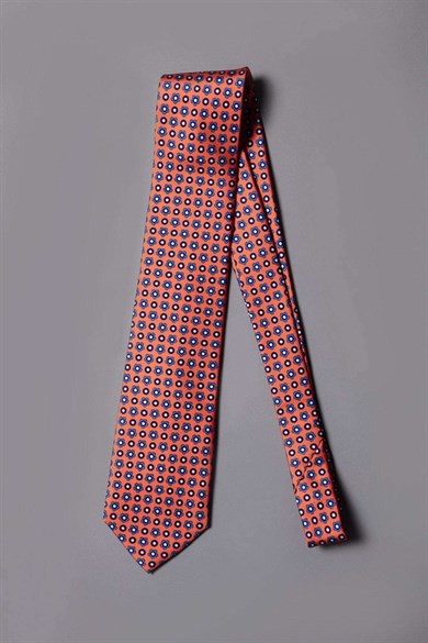 Turuncu mikro desen sette pieghe ipek kravat