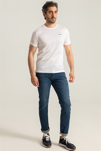 Enrico Marinelli Sıfır Yaka Merserize Beyaz T-shirt