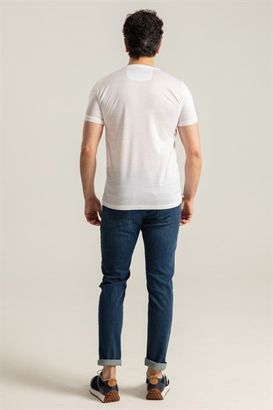 Enrico Marinelli Sıfır Yaka Merserize Beyaz T-shirt