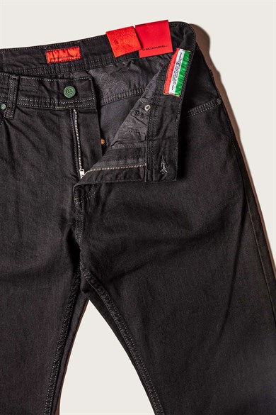 Enrico Marinelli Taşlama Siyah Jean Pantolon