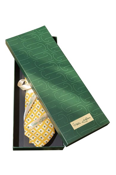 Kurukafa desenli lacivert ipek kravat