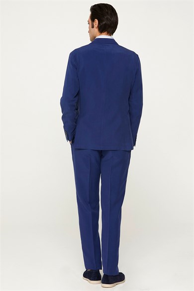 Mavi İpekli Erkek Takım Elbise