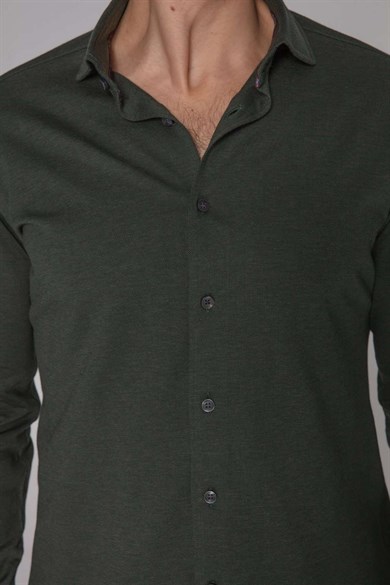 Orian Yeşil Kaşmir Pamuk Gömlek