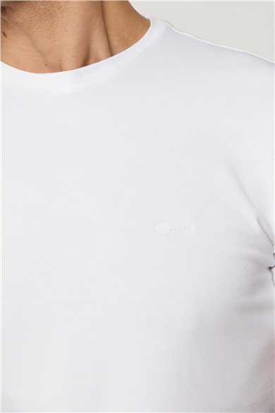 Sıfır Yaka Beyaz Basic T-Shirt